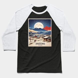 Andong South Korea Travel Tourism Retro Vintage Baseball T-Shirt